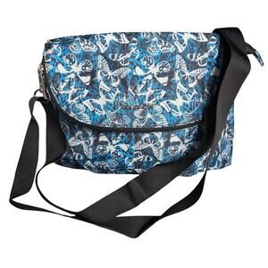 Baggallini Amanda Butterfly Print Crossbody Bag Blue Nylon Travel Purse